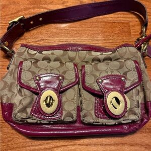 Purple and tan Coach purse